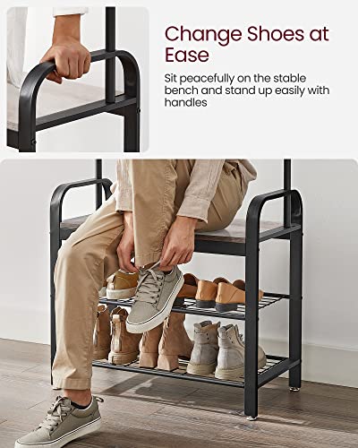 Coat Rack, Hall Tree with Shoe Bench, 4-in-1, 9 Removable Hooks - view 7