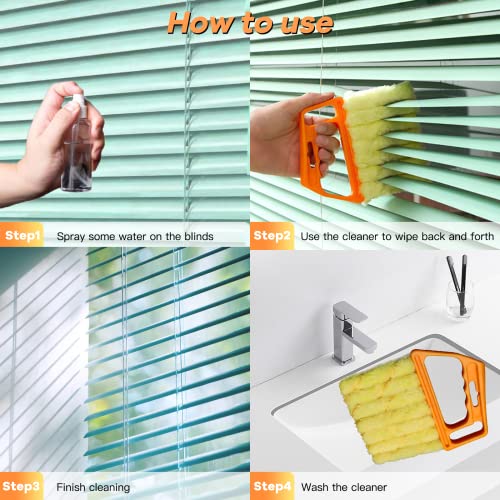 4 Pcs Blind Cleaner Duster Tool, 7-Finger Dusting Cleaner Tool for Window & Air Vent, Washable Handheld Microfiber Duster Blinds Air Conditioner Fan Keyboard Duster Dirt Tool - view 3