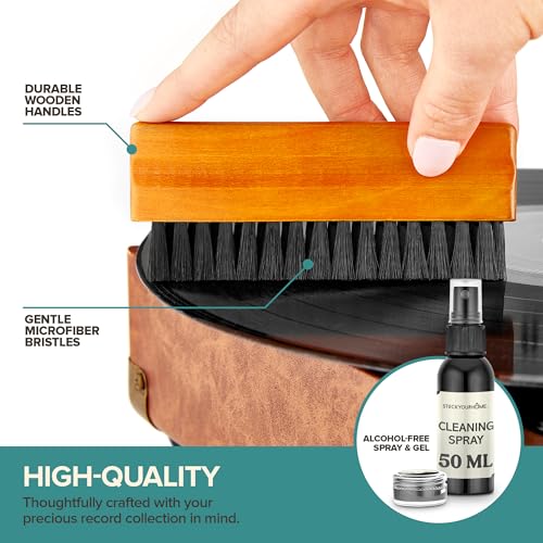 Vinyl Record Cleaning Kit – 6-Piece Set with Vinyl Cleaner Spray, Anti-Static Velvet Brush, Needle Cleaning Gel & Brush, Drawstring Duster Bag - view 3
