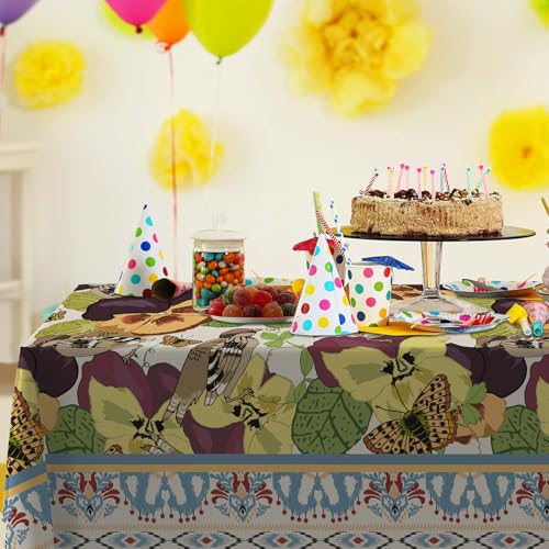 Bird Floral Tablecloths Waterproof Vintage Seasonal Table Cover for Party Summer Spring Picnic Dining Table Buffet Decorations 53" x 108" - view 4