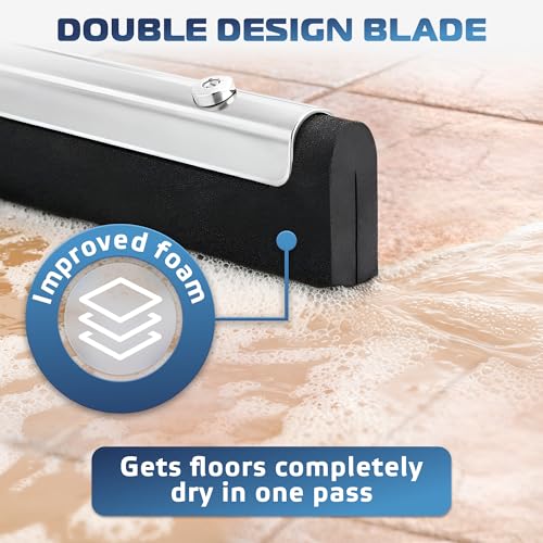 Uneven Surface Floor Squeegee 30’’, Double Foam Blade Garage Squeegee, Taper Pole Connection - Handle Sold Separately for Tiles, Concrete and Asphalt - view 3