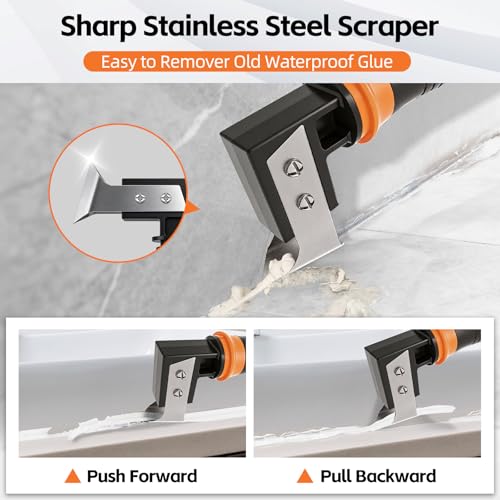 4 in 1 Caulking Tool Kit, Multi-Function Caulk Remover Tool(Orange) - view 3