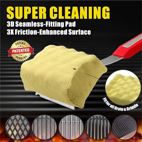 Grill Brush Bristle Free, Replaceable BBQ Cleaning Pad (No Handle), Safe Replacement Cleaning Pad/Head for Cast Iron/Stainless Steel Grates - Red - view 3