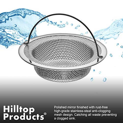 2 Pack - 4.5" Top / 3" Basket - Kitchen Sink Drain Strainer Stainless Steel Large Basket Food Catcher with Handle. Fast Flow and Effective 2/16" Holes - view 5