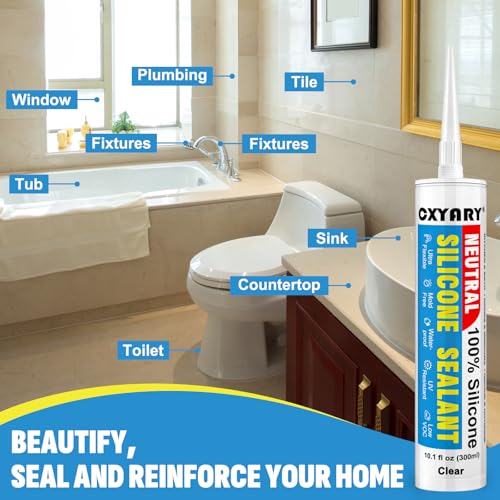 Silicone Caulk & Sealant Clear, 10 Pack - 100% Silicone Sealant (300ml) - view 5