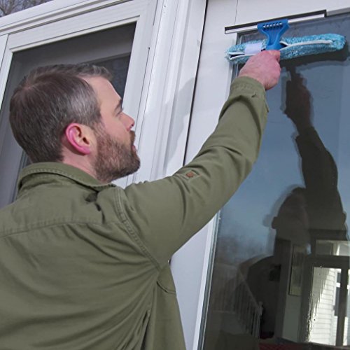 Professional 2-in-1 Squeegee and Scrubber, 14” Window Cleaning Tool with Streak-Free Results, Commercial and Residential Use, Microfiber Sleeve to Clean without Scratching - view 3