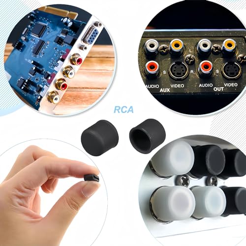 20Pcs Silicone RCA Port Anti-Dust Stopper Cap Cover for Desktops Amplifiers DVDs TVs etc. Lotus Female Ports, Dustproof Cover Cap Plug Protector Black - view 3
