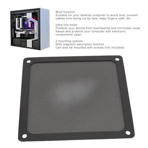 PC Dust Filter, 140mm Magnetic Computer Fan Dust Filter, Fine Mesh PVC Vent Grill, 5.51x5.51in, 4 Pack Black for PC Case, Desktop Tower - view 3