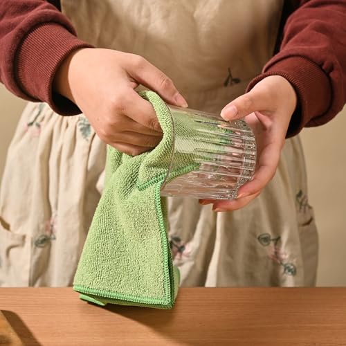 Colorful Microfiber Cleaning Cloth Set, Includes Blue, Green and Cream Kitchen and Home Cleaning Towels - view 3