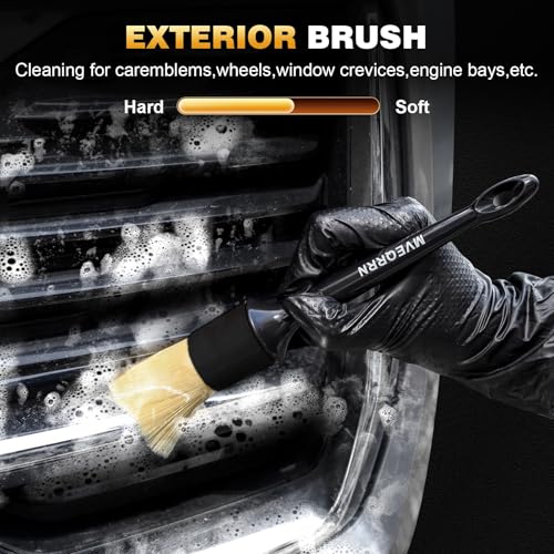 7PCS Car Detailing Brush Set,Boars Hair Detail Brush Kit(Black) - view 5