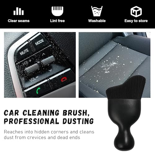 Car Detailing Brush, Curved Soft Bristles Auto Removal Dust Collectors, Universal Vehicle Dashboard, Air Conditioner Vents etc Interior Cleaning Tool Accessories (Black) - view 6