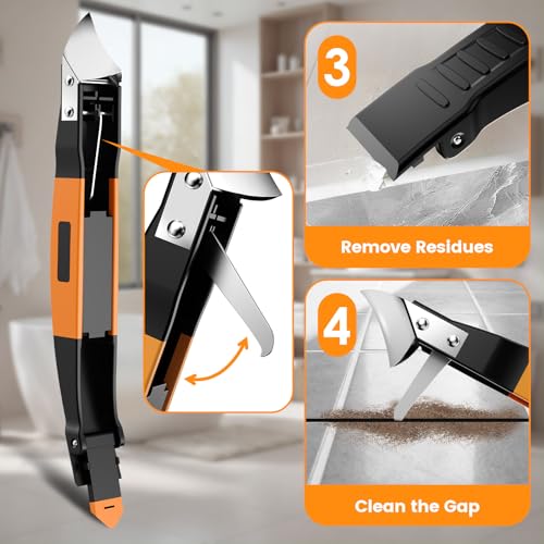 6 in 1 Silicone Caulking Tool Kit, Caulk Grout Remover Tool (Orange) - view 4
