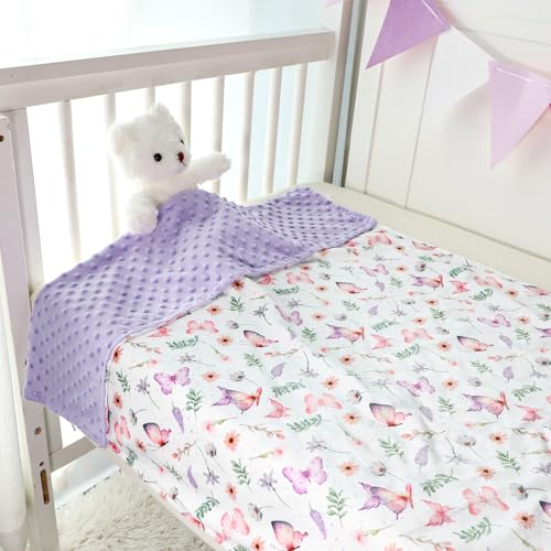 Baby Girls Blanket Soft Butterfly Minky Blanket for Newborn, 30'' x 40'' Double Layer Design, Dotted Backing Warm Baby Quilt Crib Blanket for Nursery/Stroller/Toddler Bed/Baby Car Seat - view 7