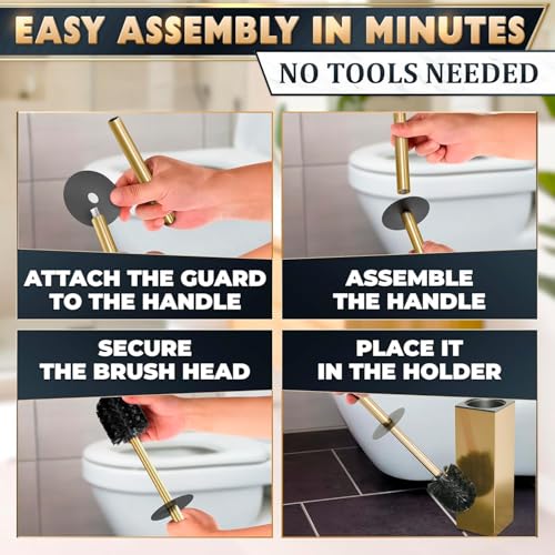 Gold Toilet Brush and Holder Set, Freestanding (Square Shape) - view 6