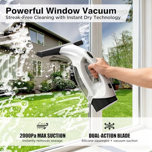 Window Vacuum Squeegee Cordless, 2000Pa Electric Window Cleaner Tool - view 2