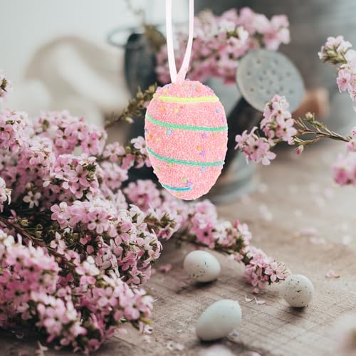 6pcs Easter Egg Ornaments Colorful Foam Hanging Decor - view 5