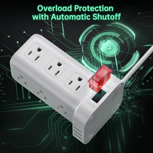 6.5Ft Power Strip Tower with 12 Widely Outlets & 4 USB Ports - view 3