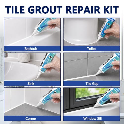 Tile Grout Repair Kit, 2 Pack Waterproof White Grout Sealer for Shower, Bathroom, Kitchen, Tile, Fast Drying Grout Filler Restores and Renews Floors, Gaps, Joints, Lines(100g Each) - view 4