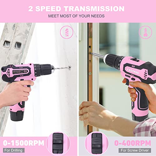 12V Pink Drill Set for Women, Home Tool Set with Bag - view 4