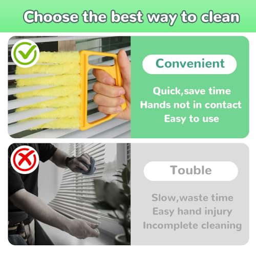 4PC Blind Cleaner Duster Tool, 2025 Upgrade Window Venetian Microfiber 7 Finger Duster Brush Dusting Cleaner Tools for Window Shutters Air Conditioner Vinyl Wood Blinds with 4 Cloth Cover (B) - view 3