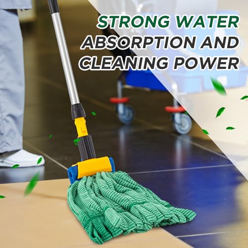 6 Pcs Large Microfiber Tube Mop Heads 18 Oz Looped End,Green - view 6