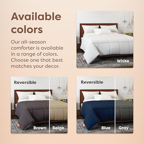 White Comforter Full Hypoallergenic Duvet Insert Microfiber All Season Goose Down Alternative Quilted - Corner Loops - Box Stitched - Washable - 82" W x 86" L - view 6