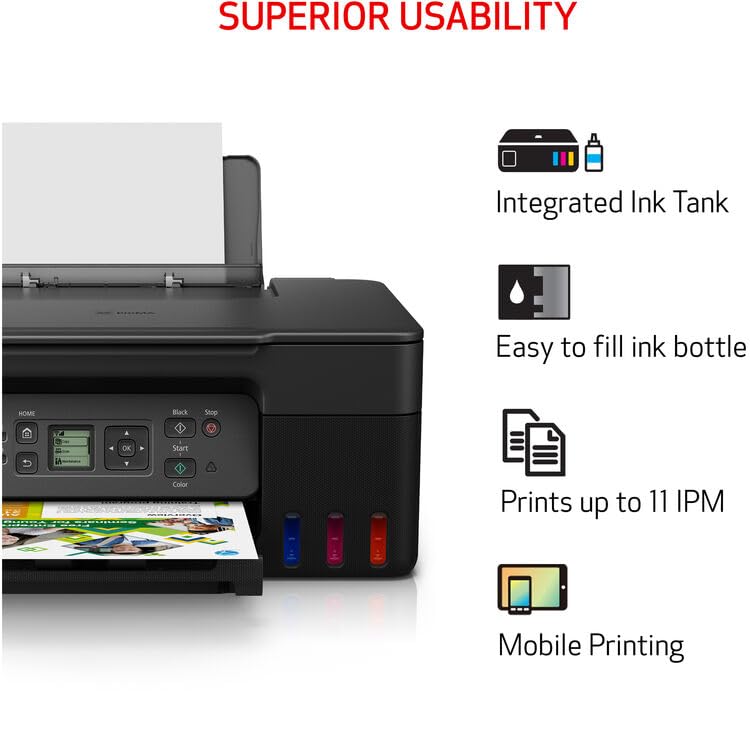 PIXMA G3270 MegaTank All-in-One Inkjet (Black) (5805C002) Bundle - view 5
