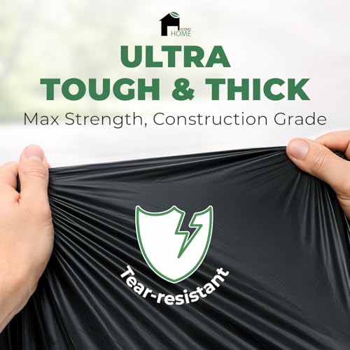 55-60 Gallon Contractor Garbage Bags - 2.8 Mil Extra Thick Heavy Duty Trash Bags for Construction, Lawn & Yard Cleanup, Demo & Commercial Use - Made in USA - Extra Large, 38x53" - 50-Count - view 4