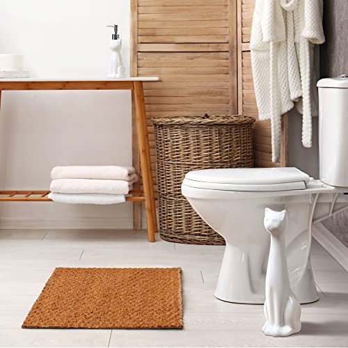 Cat 3-Piece White Ceramic Toilet Brush Holder w/White Plastic Handled Scrub Brush & Soap Dispenser - view 2