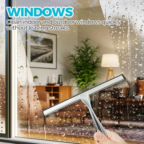 2pcs Shower Squeegee for Glass Doors with Adhesive Hanging Hook Set - view 4