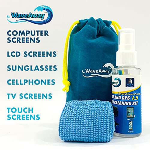 Wave Away Sonar & GPS Screen Cleaner Kit – Ammonia-Free LCD Screen Cleaner with Microfiber Cloth – Drip-Resistant, Streak-Free Solution for Electronics & Sunglasses – 1.5oz - view 2