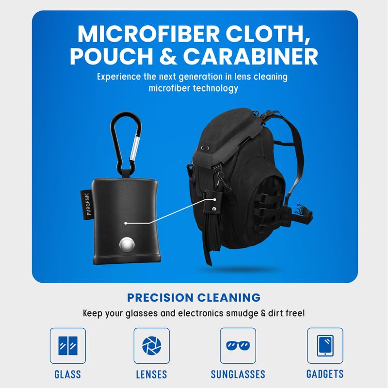 Microfiber Cloth & Glasses Wipes (6 Pack) Lens & Glasses Cleaning Cloth - Eyeglass Cleaner - Camera Lenses & Gadget Delicate Screens - Black - view 3