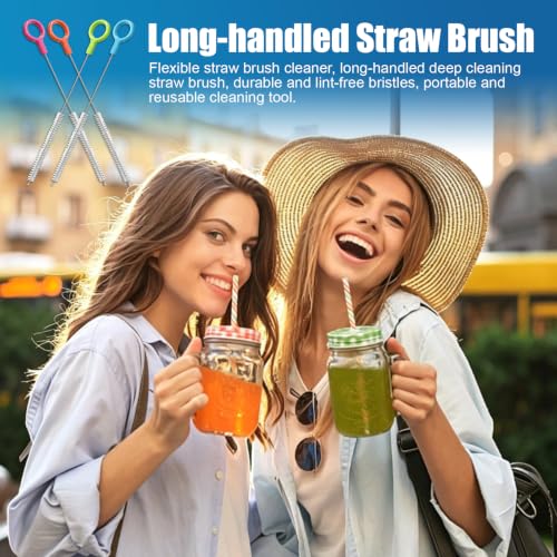 4 Pcs Straw Cleaner Brush Set with Color Hanging Loop - view 7