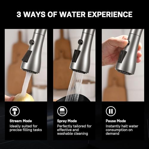 High-Arc Pull-Down Kitchen Faucet, Brushed Nickel, 3-Mode Sprayer - view 4
