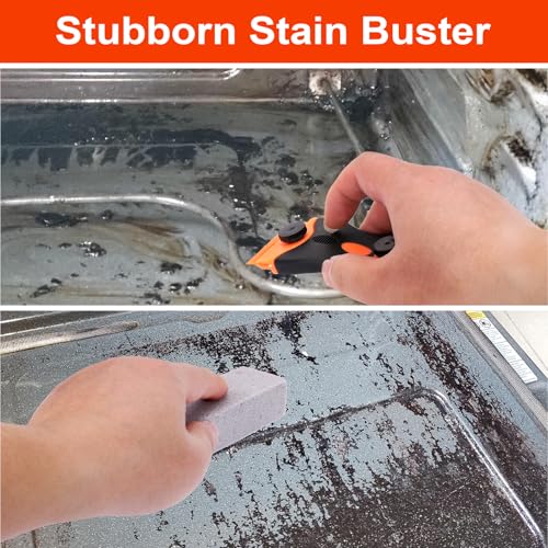 Heavy Duty Oven Cleaner Tools, Oven Cleaning Accessories, Oven Cleaning Kit with Crevice Cleaning Brush, Razor Blade Scraper, Pumice Stone, Cleaning Rags - view 5