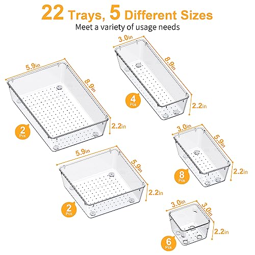 22-Piece Drawer Organizer with Non-Slip Silicone Pads, 5-Size - view 3