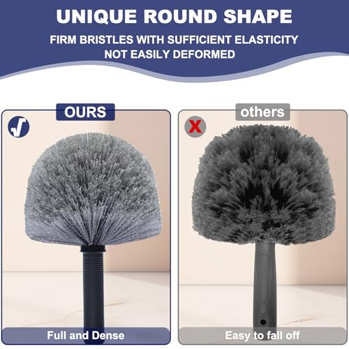Grey Corner Cobweb Duster Head Brush - High Efficiency Twist-On Spider Web Brush Cleaning Tool for Indoor & Outdoor Cleaning, Compatible with Standard Acme Threaded Poles -1 Pack - view 3