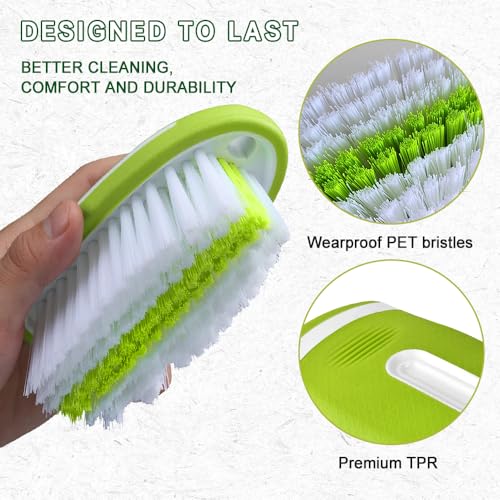 Carpet and Upholstery Cleaning Brush, Stiff Bristle Carpet Detailing Scrubber Brush, Multi-Functional Car Detailing Scrub Brushes, Cleaning Brushes for Car and Home Couch Floor Mats (Green) - view 4