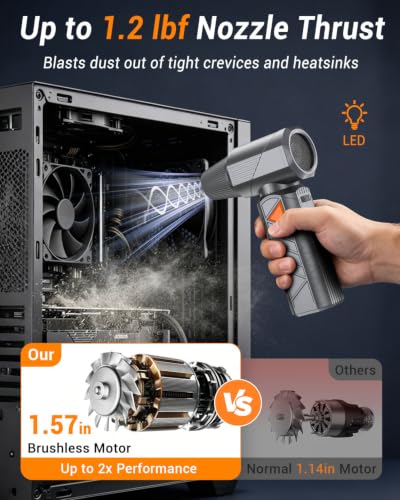 Compressed Air Duster, 350W Cordless Electric Air Blower, Rechargeable Mini - view 2