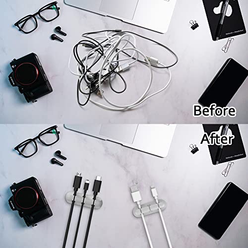 2 Pack Cable Clips - Cord Organizer, Cable Management, 6mm Wire Holder System - Rubber Adhesive Cord Hooks fit Home, Office, Cubicle, Car, Desk Accessories (Black Grey) - view 4