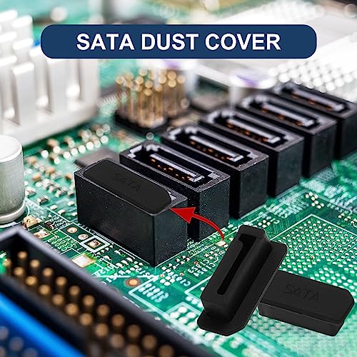 10Pcs SATA Dust Plugs, Black Silicone Dust-Proof Stoppers for Laptop, Desktop Computer, Server SATA Ports - view 2