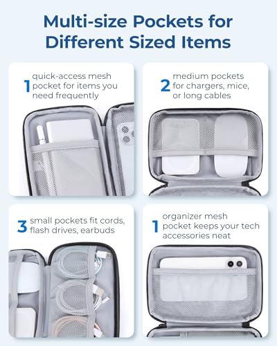 Electronics Travel Organizer for Cords, Zipper Pouch, Black - view 4