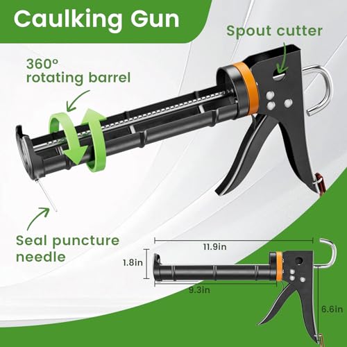 Professional Caulk Gun Kit with Caulk Remover Tool & Putty Knife - 5 in 1 Caulking Tool Set for Caulking Removal, Shower & Bathroom Caulk, Includes Caulking Gun Tool, Caulk Scraper Tool Spackle Knife - view 2