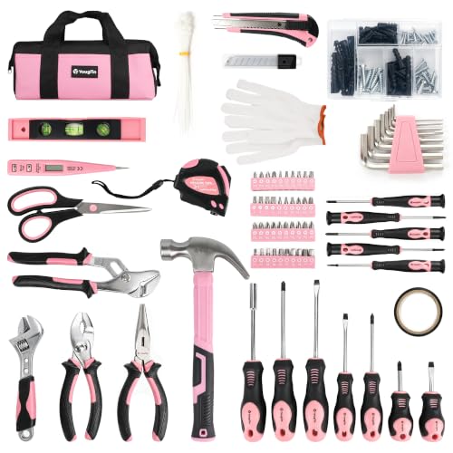 218-Piece Pink Home Tool Kit with Storage Bag for DIY - view 2