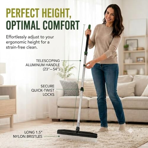 Room Groom Carpet Rake and Groomer with Telescoping 54 Inch Adjustable Handle, Portable Design, Carpet Brush Ideal for Pet Hair, Refreshing High Pile Carpets, Rugs, and Artificial Turf - view 3