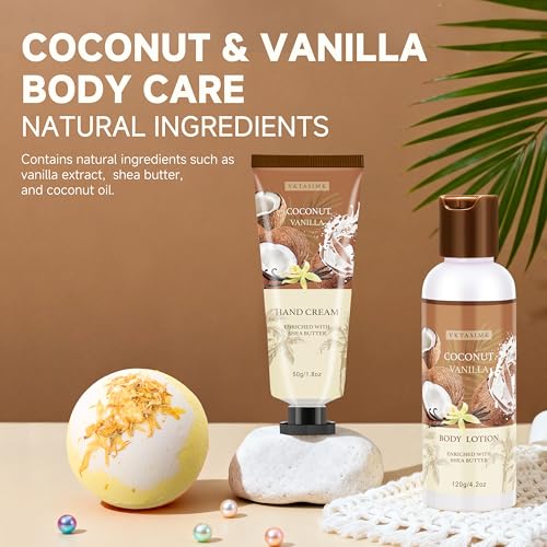Gifts for Women Birthday Gift Baskets Vanilla Coconut Relaxing Home Spa Set - view 4