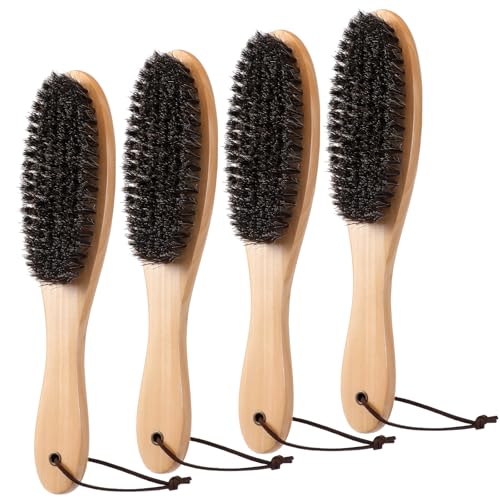 4 Pcs Lint Brushes for Clothes Horsehair Garment Brush Wood Handle