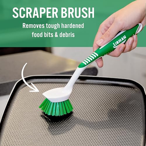 Libman Dish Brush Set with Long Handle - Deep Cleaning Brushes - Dish Scrubber & Scraper - Kitchen Scrub Brush for Dishes, Sinks, Pots, Pans, Vegetables - view 3