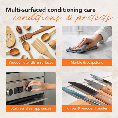 Cutting Board Care Kit with Coconut Oil - Includes Wax, Soap, Scrub Brush, Buffing Pad, and Applicator - for Kitchen Countertops, Butcher Blocks, Wooden Bowls and Utensils - Food Safe - view 5