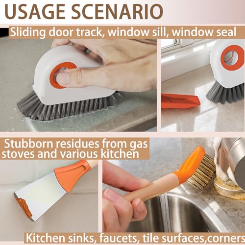 Groove Cleaning Brushes 2 in 1 Window Track Cleaner Cleaning Tools, Multifunction Hard Bristle Grout Crevice Cleaning Brush with Scraper for Kitchen Stove Sink, Sliding Door Track, Window Sill, 2PCS - view 6